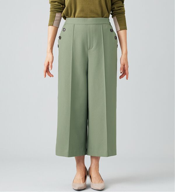 BELLUNA（ベルーナ）の「ウーリッシュ素材釦使いワイドパンツ（ワイドパンツ・ガウチョ）」｜詳細画像