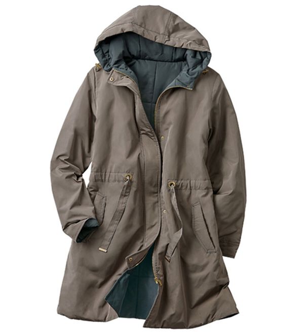 BELLUNA（ベルーナ）の「軽くて暖かい！蓄熱機能配色コート（ハーフコート）」｜モカ／チャコール