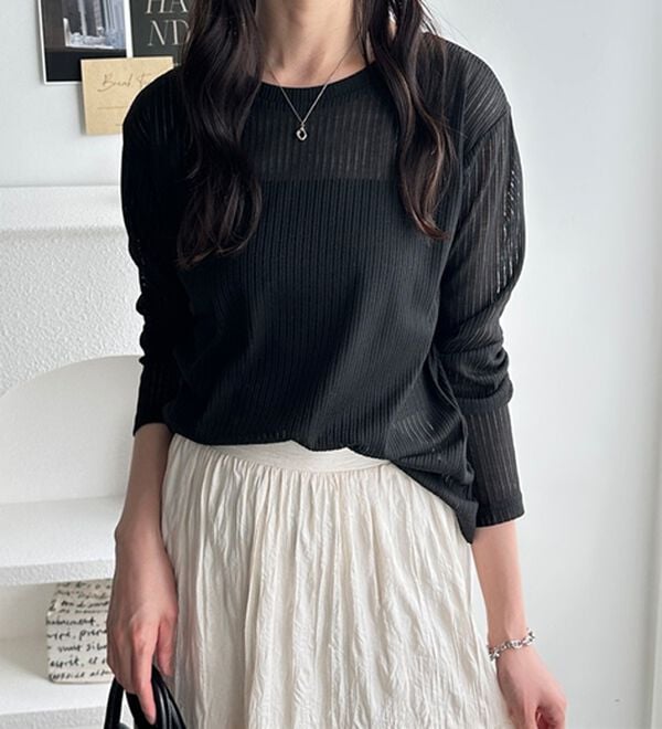 GeeRA（ジーラ）の「カーデにもなる前後２ＷＡＹシアーリブトップス（カットソー）」｜詳細画像