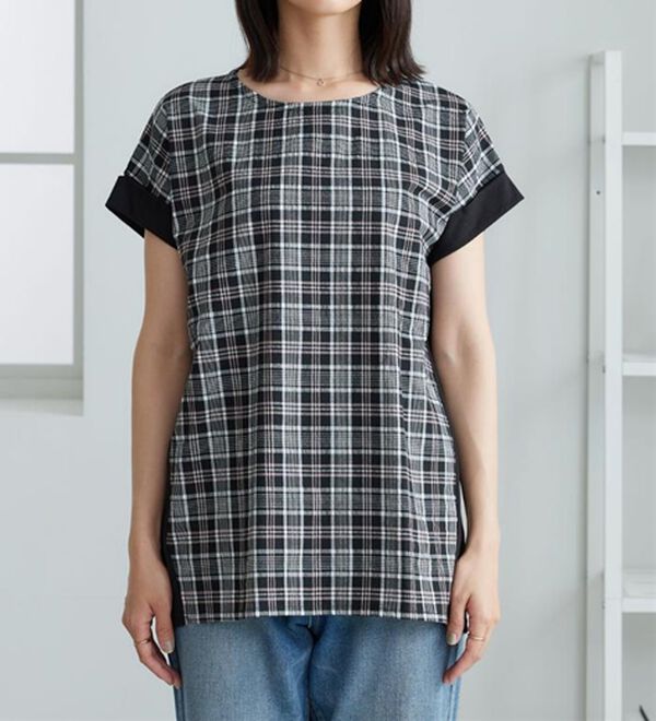 BELLUNA（ベルーナ）の「サッカーチェック切替デザインチュニック（チュニック）」｜詳細画像