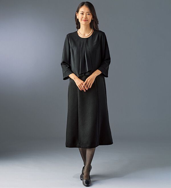 BELLUNA（ベルーナ）の「洗える防シワ！北陸ジャカード素材千鳥柄ワンピースアンサンブル（ブラックフォーマル（喪服・礼服））」｜詳細画像