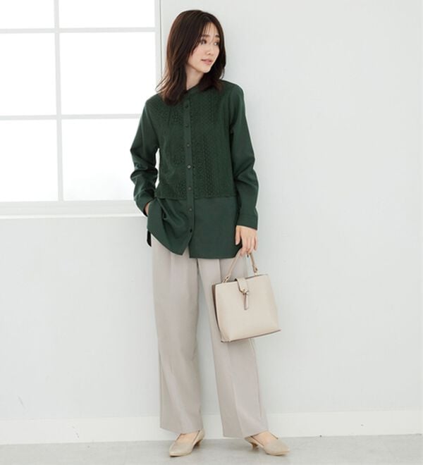 BELLUNA（ベルーナ）の「レース重ねシャツチュニック（チュニック）」｜詳細画像