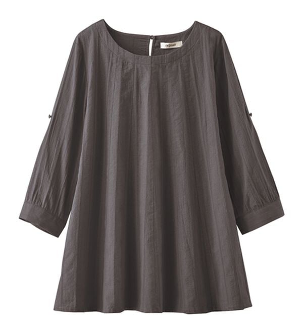 BELLUNA（ベルーナ）の「【店舗・ネット限定】シャドーストライプ素材タック使いブラウス（ブラウス）」｜詳細画像