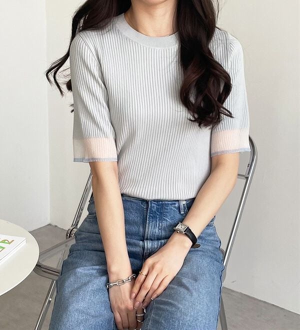 GeeRA（ジーラ）の「『ドラマ着用商品』 袖口シアーリブニット（ニット・セーター）」｜詳細画像