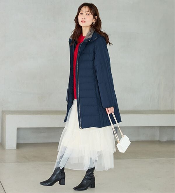 BELLUNA（ベルーナ）の「細見え！フレンチダウン使いダブルステッチロング丈コート（ロングコート）」｜詳細画像