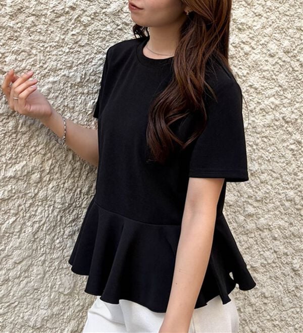 RANAN（ラナン）の「【ひんやり・ＵＶ】異素材切替ペプラムプルオーバー（カットソー）」｜詳細画像