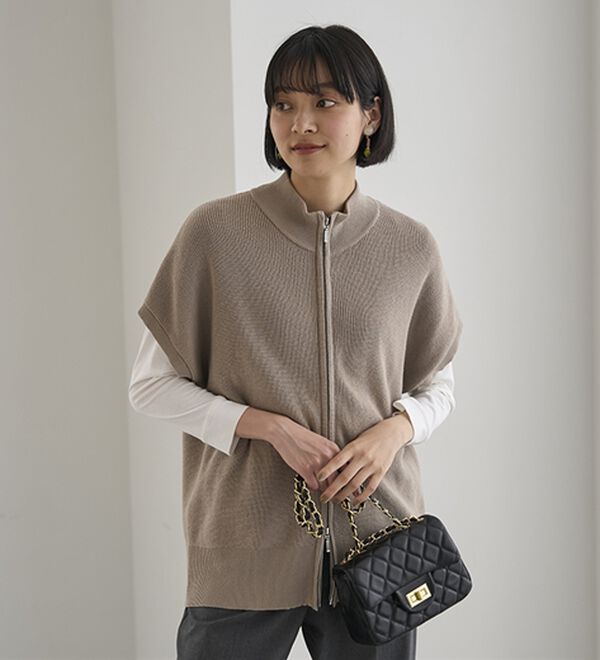 BELLUNA（ベルーナ）の「綿１００％ダブルジップニットベスト（ベスト）」｜詳細画像