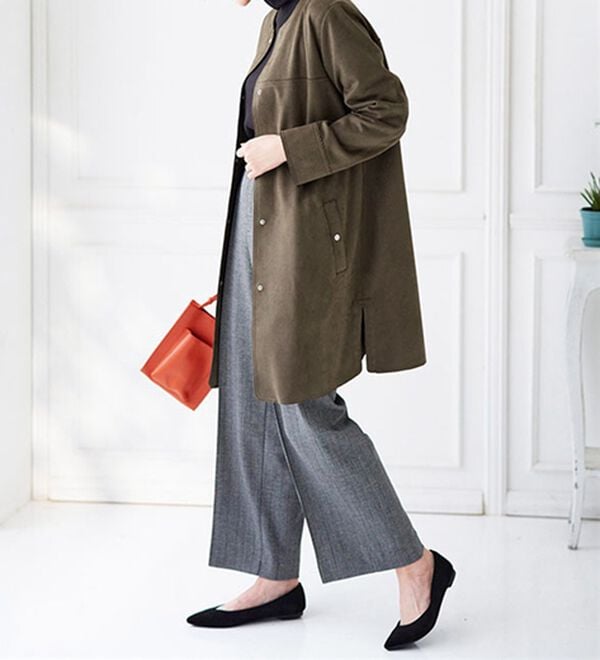 BELLUNA（ベルーナ）の「スエード調ノーカラーロング丈ジャケット（ノーカラージャケット）」｜詳細画像