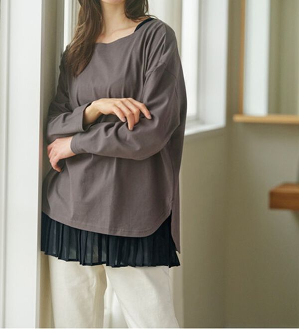 YU'NOW（ユナウ）の「【抗菌防臭】【吸水速乾】ブラ紐隠しの優秀プリーツワンピース（肌着・インナーウェア）」｜詳細画像