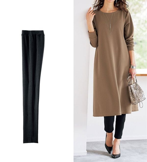 BELLUNA（ベルーナ）の「ポカポカすっきり！裏ファーレギンスパンツ（フルレングスパンツ）」｜黒