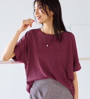 Viola e Viola（ヴィオラ エ ヴィオラ）の「ひんやり多機能ランダムテレコドルマントップス（カットソー）」｜ラズベリー