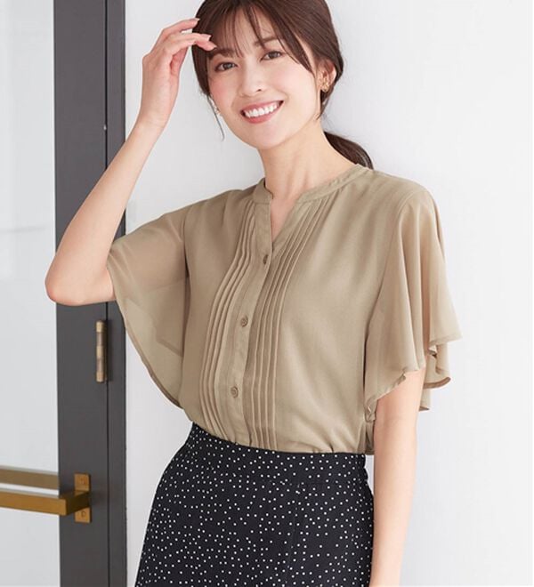 alotta（アロッタ）の「【接触冷感】インナー付ピンタックデザインブラウス【イエベ・ブルべ】（ブラウス）」｜詳細画像