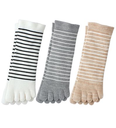 「【３足組】とにかく丈夫な５本指ボーダー靴下（靴下・ストッキング）」