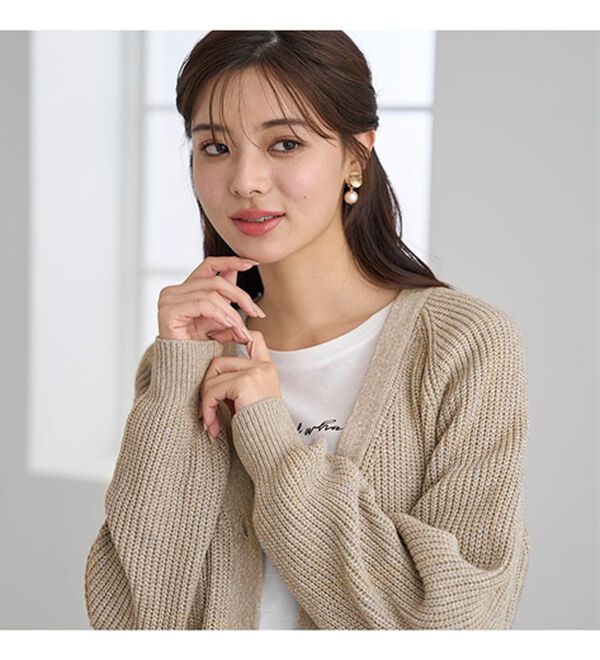 BELLUNA（ベルーナ）の「エコ素材ゆったりあぜ編ニットカーディガン（ニットカーディガン）」｜詳細画像