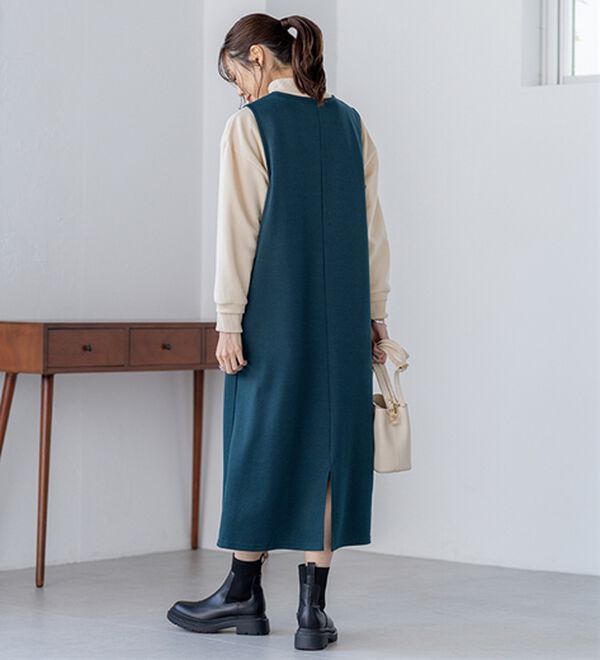 BELLUNA（ベルーナ）の「【選べる丈】シュッと体型カバー！ジャストフィットらくらくジャンパースカート（ジャンパースカート）」｜詳細画像