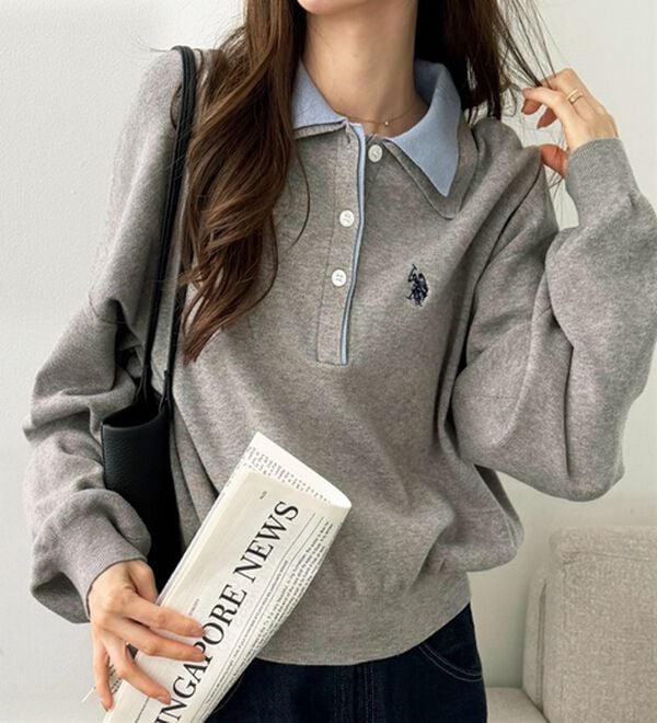GeeRA（ジーラ）の「【U.S. POLO ASSN.】バイカラーポロ衿ニット（ニット・セーター）」｜詳細画像