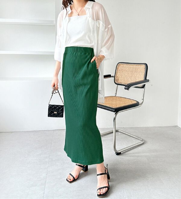 GeeRA（ジーラ）の「【着回し力◎】楽ちんすっきり見え！リブロングスカート（ロングスカート）」｜詳細画像