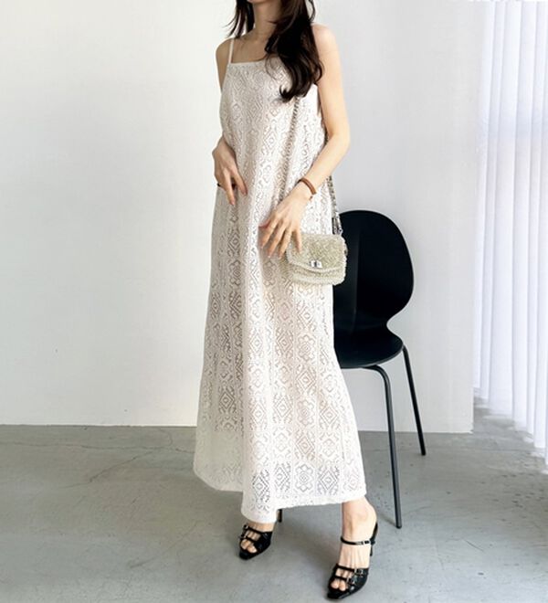 GeeRA（ジーラ）の「前後２ＷＡＹパネルレースキャミワンピース（その他ワンピース）」｜詳細画像