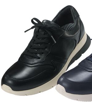 「＜リーガルウォーカー＞弾むような履き心地！レザーウォーキングシューズ（メンズスニーカー）」｜ブラック