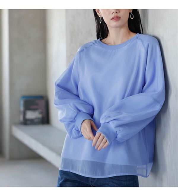 RANAN（ラナン）の「裏起毛シアー素材レイヤードスウェット（カットソー）」｜詳細画像