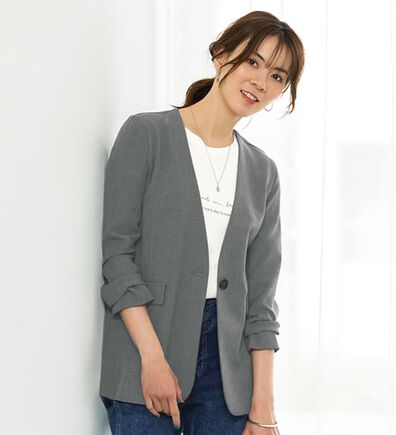 BELLUNA（ベルーナ）の「＜楽スタフィット＞ノーカラージャケット（ノーカラージャケット）」