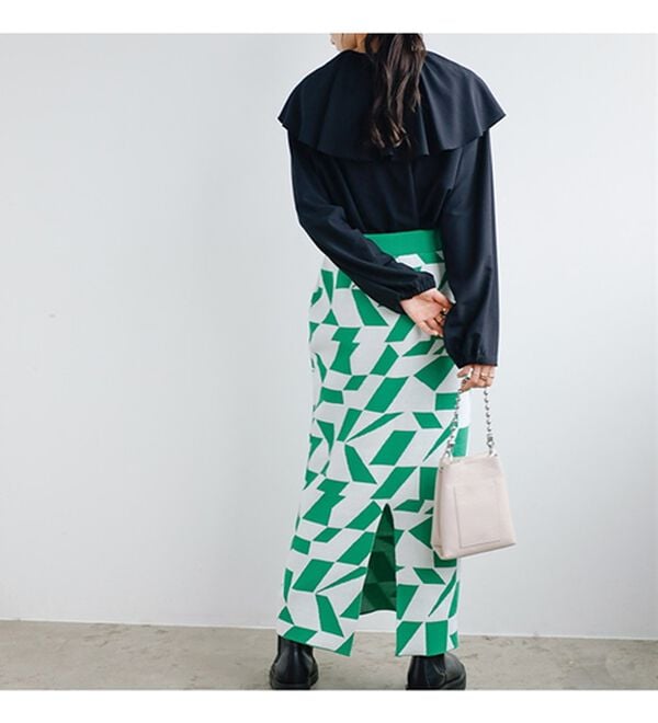 GeeRA（ジーラ）の「ジャカードニットナロースカート（ロングスカート）」｜詳細画像