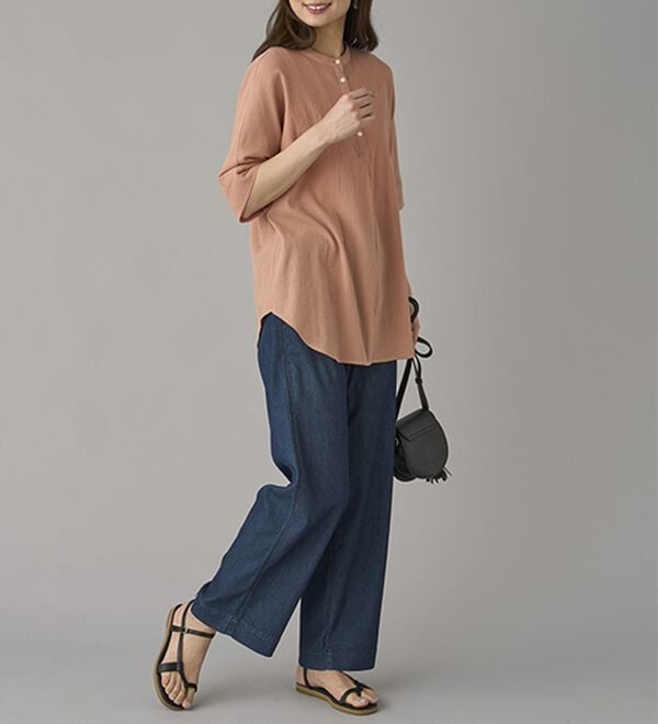 BELLUNA（ベルーナ）の「新感覚！メッシュデニムワイドパンツ（フルレングスパンツ）」｜詳細画像