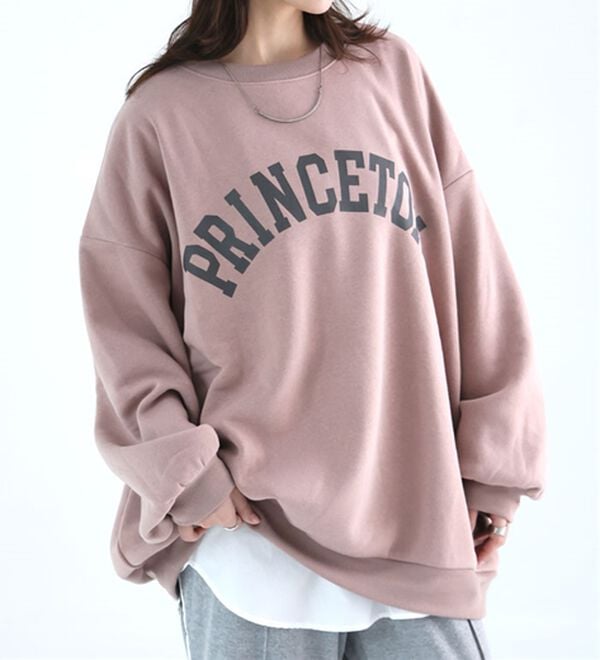 A HAPPY MARILYN（アハッピーマリリン）の「【Ｌ～８Ｌ】【ハピぽか裏起毛】２デザインから選べるロゴトレーナー 毛玉になりにくい（トレーナー・スウェット）」｜モカピンク