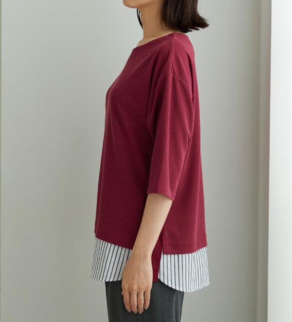 BELLUNA（ベルーナ）の「ラメストライプシャツフェイクチュニック（チュニック）」｜詳細画像