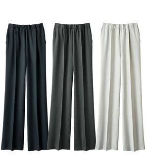 ルフラン（ルフラン）の「【３本組】日本製すっきり見えの上品フレアーパンツ（ワイドパンツ・ガウチョ）」｜3本組