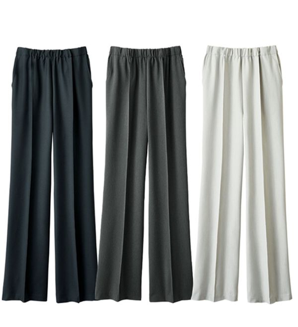 ルフラン（ルフラン）の「【３本組】日本製すっきり見えの上品フレアーパンツ（ワイドパンツ・ガウチョ）」｜3本組