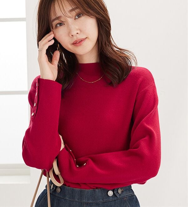 BELLUNA（ベルーナ）の「もちもち袖ボタンニットプルオーバー（ニット・セーター）」｜詳細画像