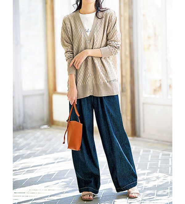 BELLUNA（ベルーナ）の「涼やかニット透かし編カーディガン（ニットカーディガン）」｜詳細画像