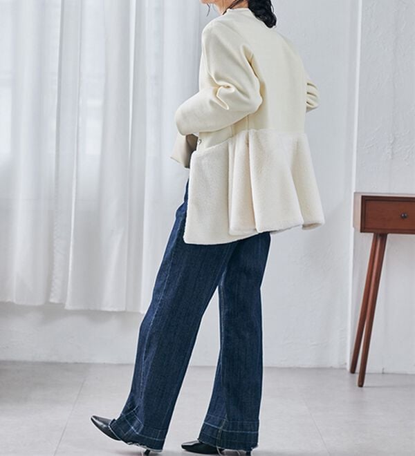 RANAN（ラナン）の「ペプラムファー切替コート（ハーフコート）」｜詳細画像