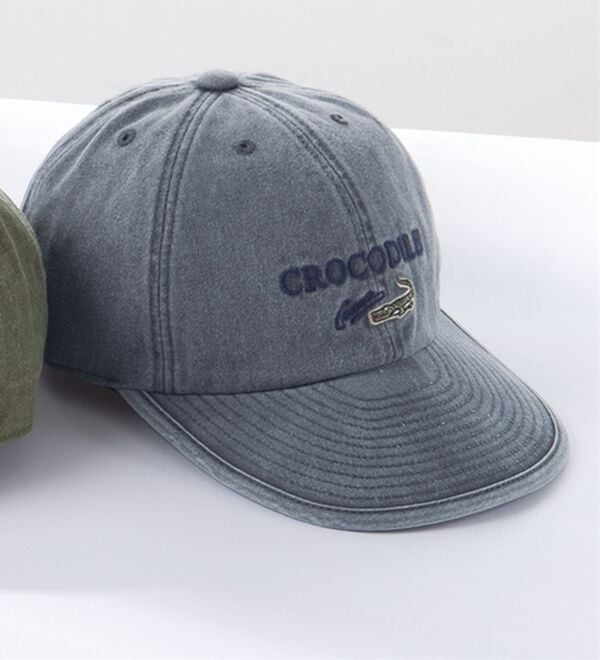 「＜クロコダイル＞こだわりの洗い加工帽子（メンズ帽子）」｜キャップブルー