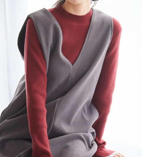 RANAN（ラナン）の「あったか裏ベロアニットコールジャンパースカート（ジャンパースカート）」｜詳細画像