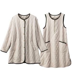 ルフラン（ルフラン）の「【２点セット】かる～い暖かキルトのよくばり２点セット（パジャマ・ルームウェア）」｜グレージュ