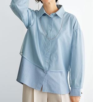 BELLUNA（ベルーナ）の「華やぎチュール重ねシャツブラウス（ブラウス）」｜詳細画像