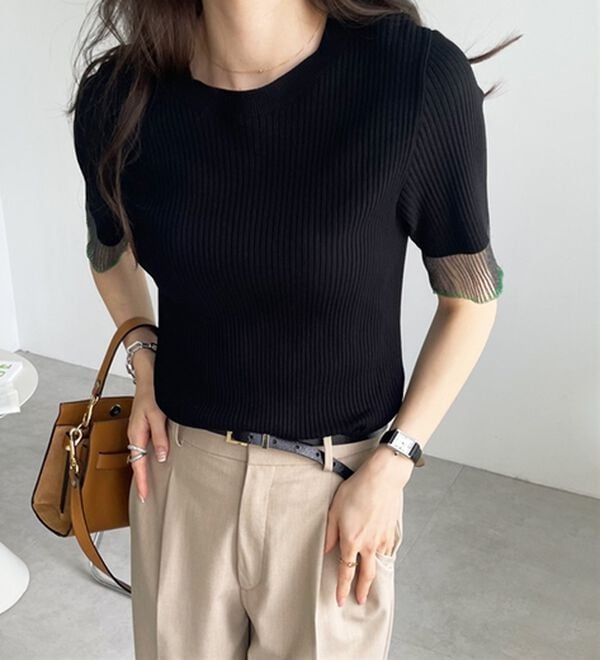 GeeRA（ジーラ）の「『ドラマ着用商品』 袖口シアーリブニット（ニット・セーター）」｜詳細画像