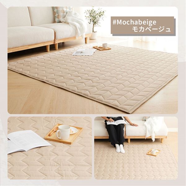 iellio（イエリオ）の「ふわふわ感触！はっ水ふっくらキルトラグ＜裏面滑り止め加工付・洗濯機で洗える・麻風・オールシーズン・おしゃれ＞（ラグ）」｜詳細画像