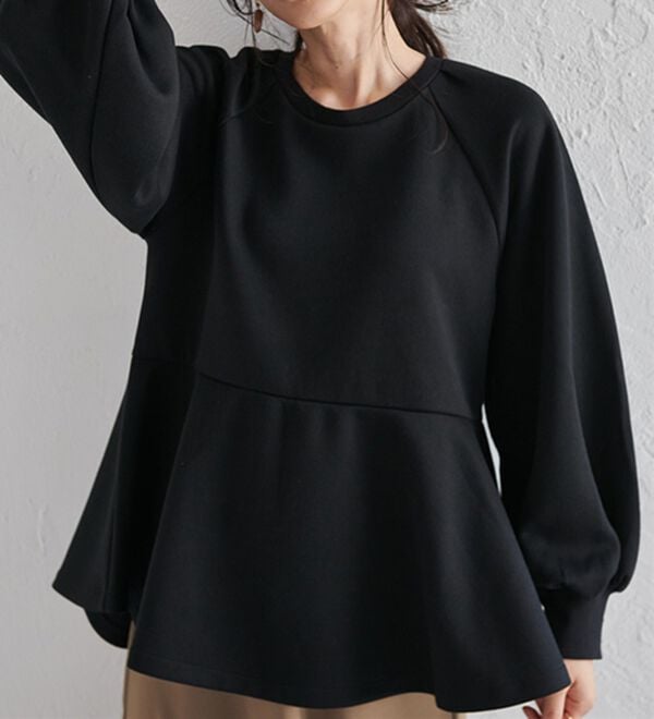 RANAN（ラナン）の「ボリュームスリーブペプラムスウェット（カットソー）」｜詳細画像