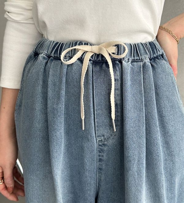 GeeRA（ジーラ）の「美脚見えイージーワイドデニムパンツ（フルレングスパンツ）」｜詳細画像