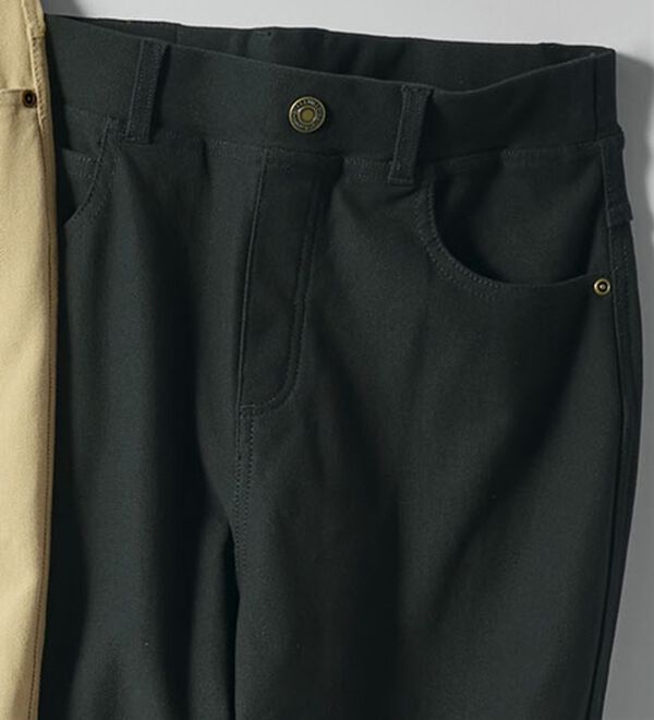 BELLUNA（ベルーナ）の「新感覚！かのこ素材ニットデニムパンツ（フルレングスパンツ）」｜黒