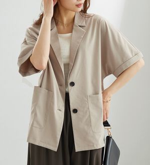 BELLUNA（ベルーナ）の「サラリ快適！ビンテージ調素材半袖テーラードジャケット（テーラードジャケット）」｜詳細画像