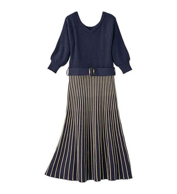 GeeRA（ジーラ）の「前後２ＷＡＹプリーツニットワンピース（ニットワンピース）」｜詳細画像