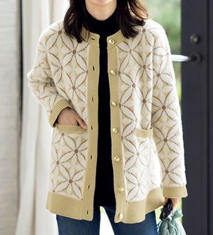 ルフラン（ルフラン）の「花柄フェザーのニットカーデ（その他ジャケット）」｜詳細画像