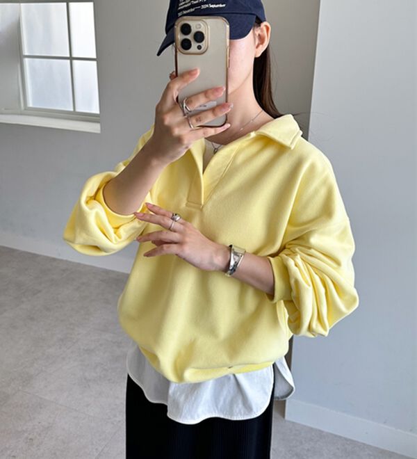 RANAN（ラナン）の「あったか裏起毛衿付きオーバーサイズスウェット（トレーナー・スウェット）」｜詳細画像