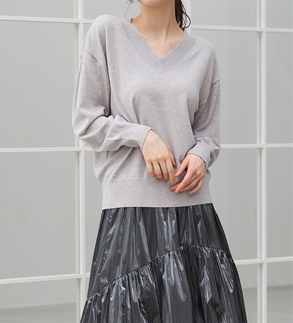 RANAN（ラナン）の「もちもちベーシックニット（Vネック・ハイネック）（ニット・セーター）」｜詳細画像