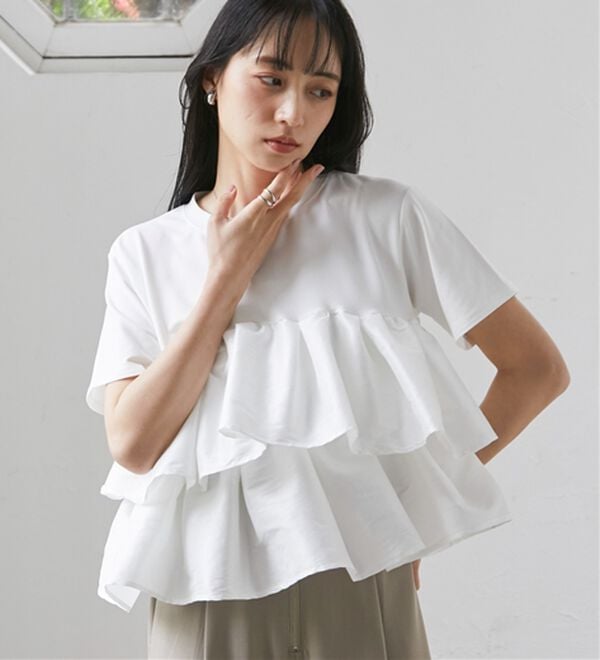RANAN（ラナン）の「シャイニーフリルTシャツ（Tシャツ）」｜詳細画像