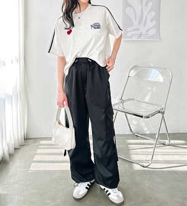 GeeRA（ジーラ）の「ハート刺しゅうラインＴシャツ（カットソー）」｜詳細画像